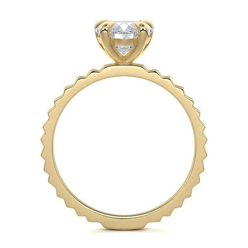 Chiara - Heart Shape Solitaire Fluted Band Engagement Ring Raphana Jewellery