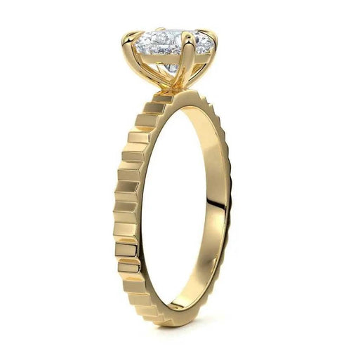 Chiara - Heart Shape Solitaire Fluted Band Engagement Ring Raphana Jewellery