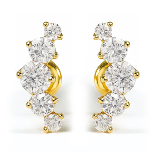 Missy Moissanite Earrings by Nura Lab in 14K yellow gold plating over S925 sterling silver