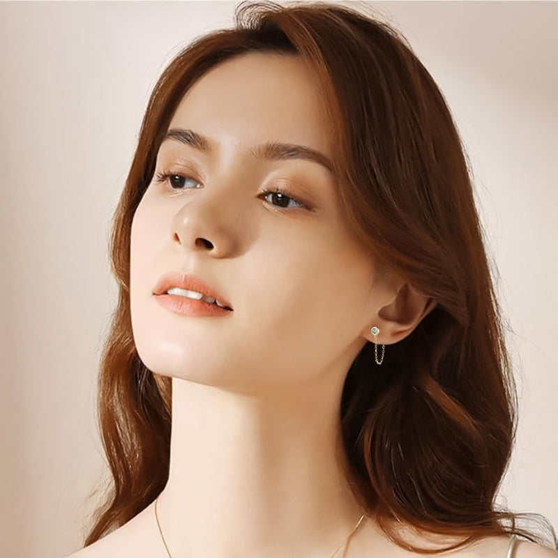 Liora Moissanite Chain Earrings by Nura Lab