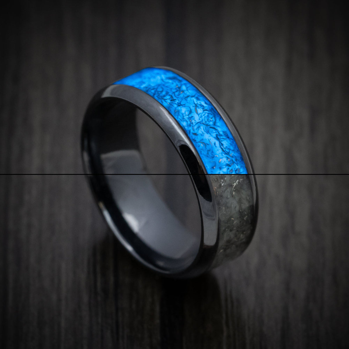 Resolute VI - Black Titanium and Men's Wedding Ring with Glow Galaxy Inlay Inlays - Nura Lab