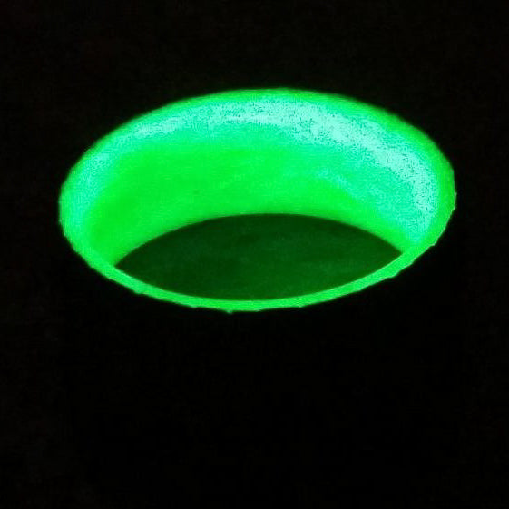 Crest XIV - Carbon Fiber Men's Wedding Ring with Green Glow Sleeve - view 5 - Nura Lab
