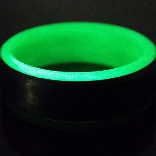 Blackstone XV - Carbon Fiber Men's Wedding Ring with Green Glow Sleeve - view 5 - Nura Lab