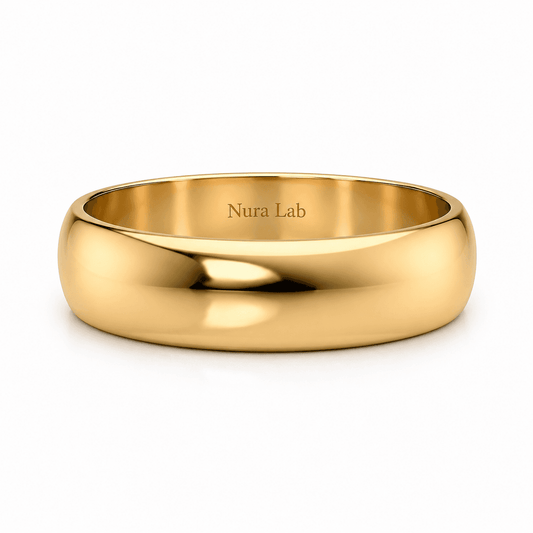 Half round solid gold wedding ring available in 10K, 14K, 18K gold or platinum in 4mm, 6mm and 8mm widths for men and women
