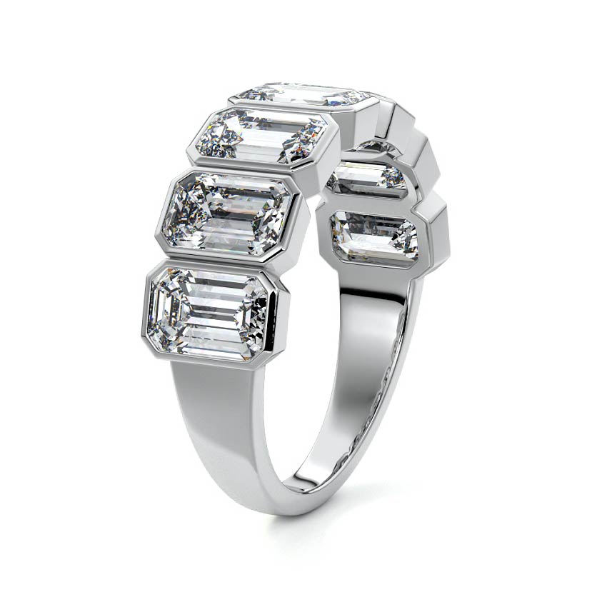 Nura - Half Eternity Bezel Emerald Cut Wedding Band