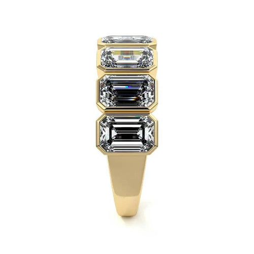 Nura - Half Eternity Bezel Emerald Cut Wedding Band Raphana Jewellery
