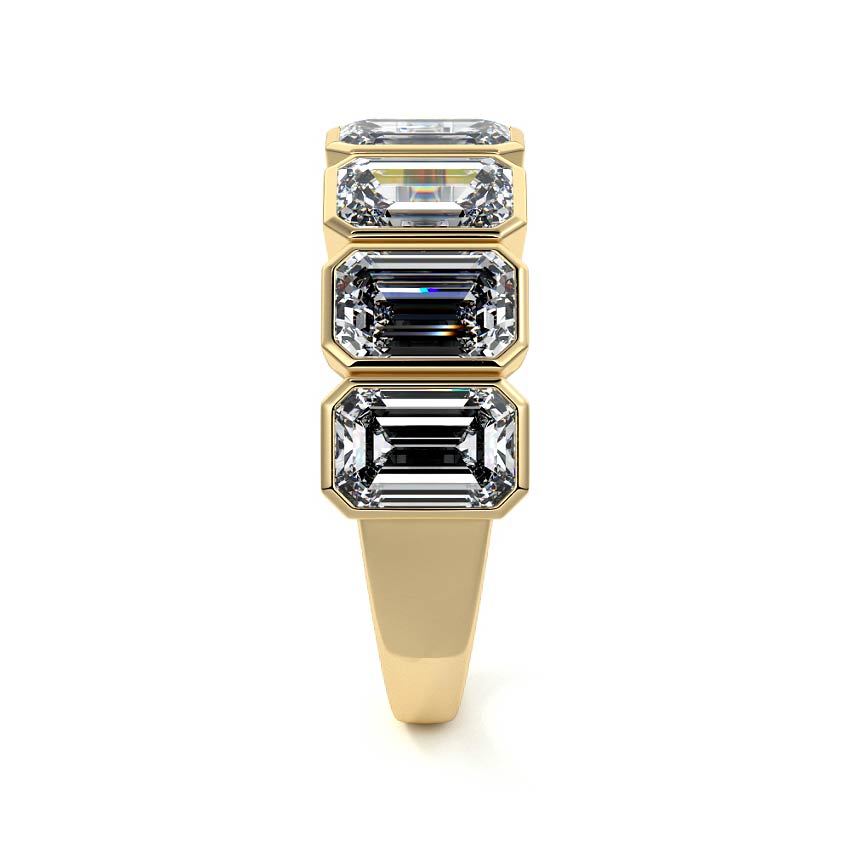 Nura - Half Eternity Bezel Emerald Cut Wedding Band