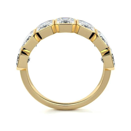 Nura - Half Eternity Bezel Emerald Cut Wedding Band Raphana Jewellery