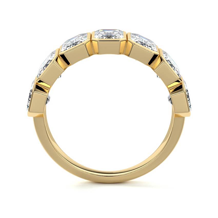 Nura - Half Eternity Bezel Emerald Cut Wedding Band
