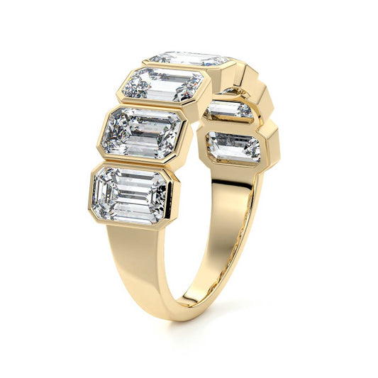 Nura - Half Eternity Bezel Emerald Cut Wedding Band