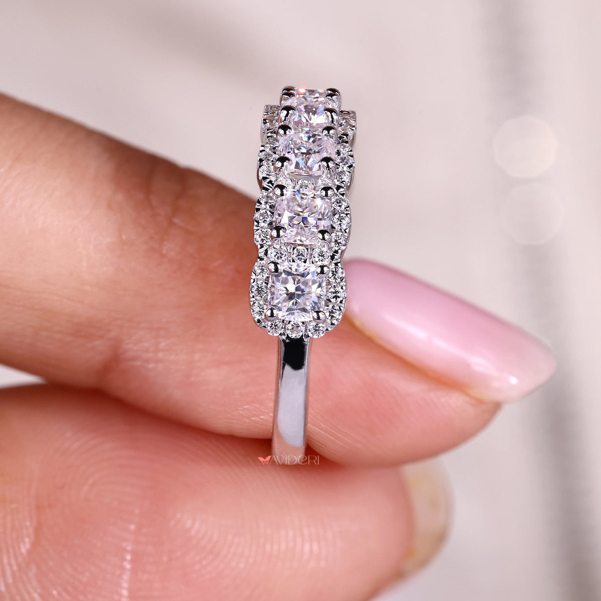 Custom moissanite band for a special occasion.