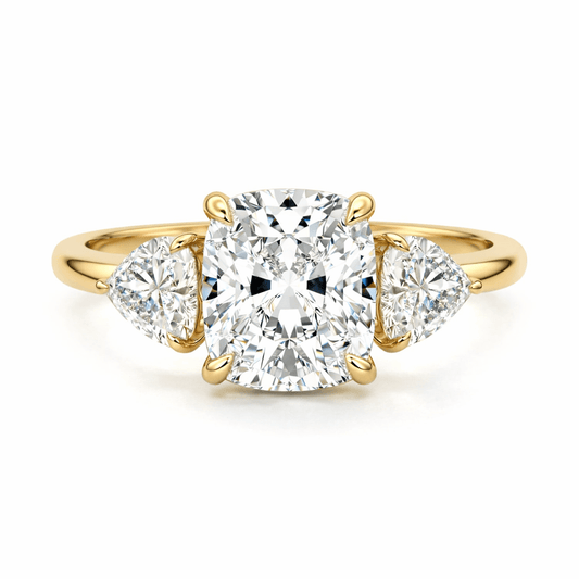 Harmony cushion three stone lab grown diamond engagement ring by Nura Lab New Zealand