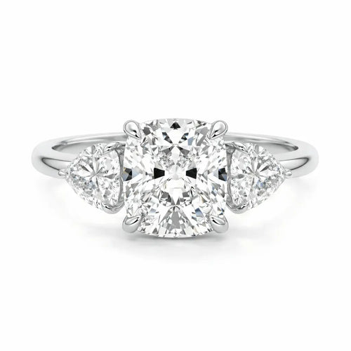 Harmony - Cushion Three Stone Lab Grown Diamond Engagement Ring Raphana Jewellery