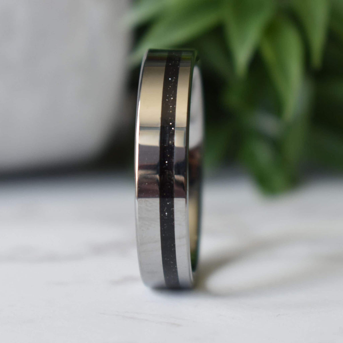 Kingsguard - Tungsten 6mm Ring Black Druzy Quartz Wedding Ring - view 5 - Nura Lab