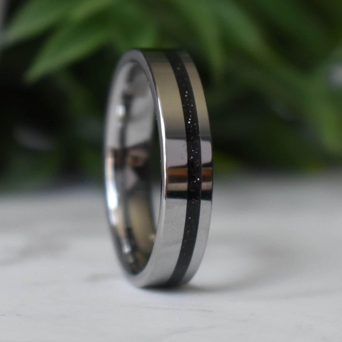 Kingsguard - Tungsten 6mm Ring Black Druzy Quartz Wedding Ring - view 6 - Nura Lab