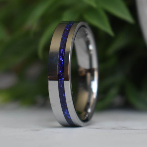 Stronghold - Tungsten 6mm Ring Blue Sapphire German Glass Wedding Ring - Nura Lab