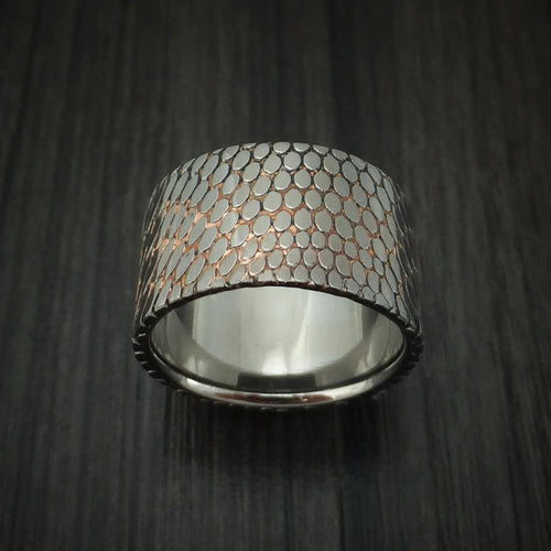 Stonehaven VI - Wide Etched Superconductor Men's Wedding Ring with Titanium Sleeve Titanium-Niobium and Copper Band - view 2 - Nura Lab