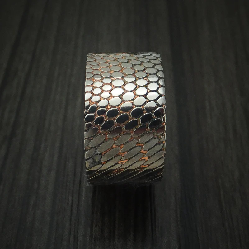 Stonehaven VI - Wide Etched Superconductor Men's Wedding Ring with Titanium Sleeve Titanium-Niobium and Copper Band - view 3 - Nura Lab