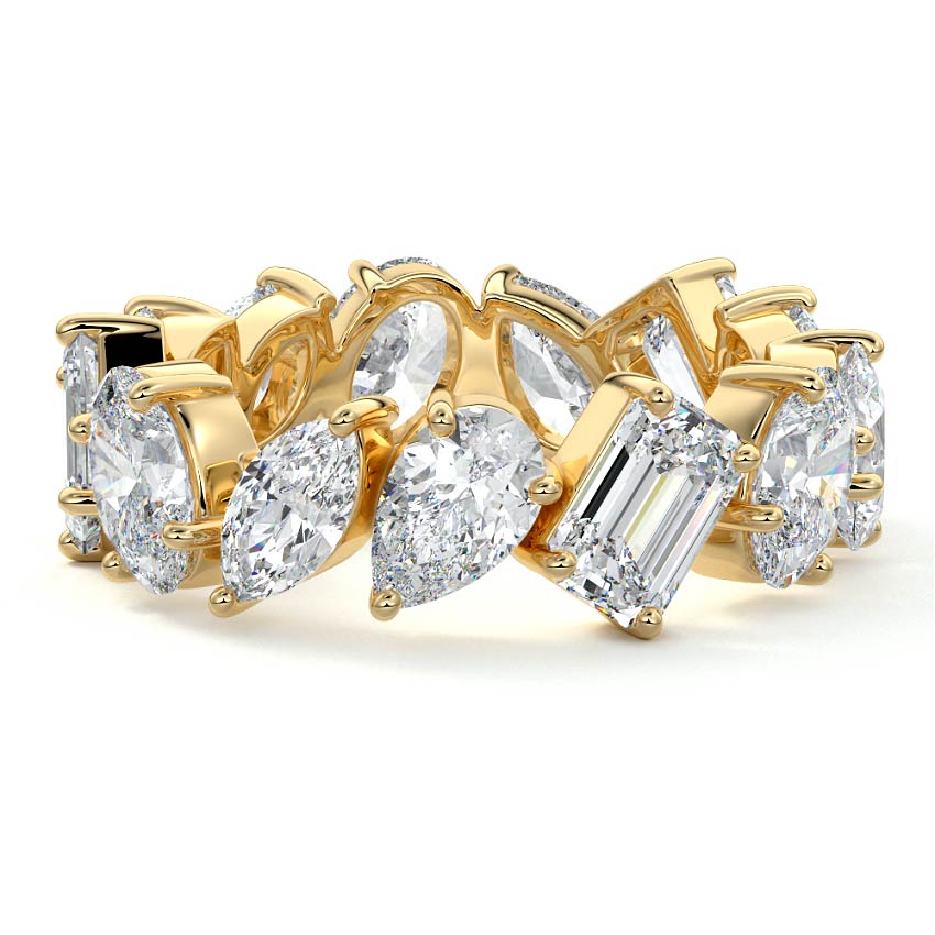 Women’s wedding band ring with mixed shape lab-grown diamonds in 18K gold - Nura Lab New Zealand