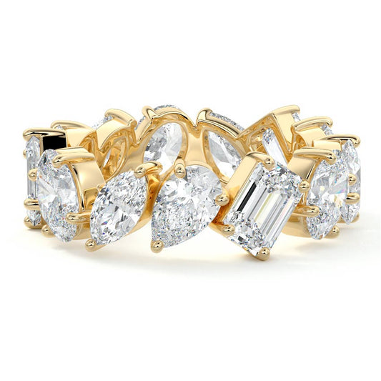 Women’s wedding band ring with mixed shape lab-grown diamonds in 18K gold - Nura Lab New Zealand