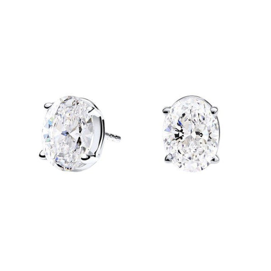 Oval cut lab diamond stud earrings in yellow, white gold and platinum – Nura Lab New Zealand