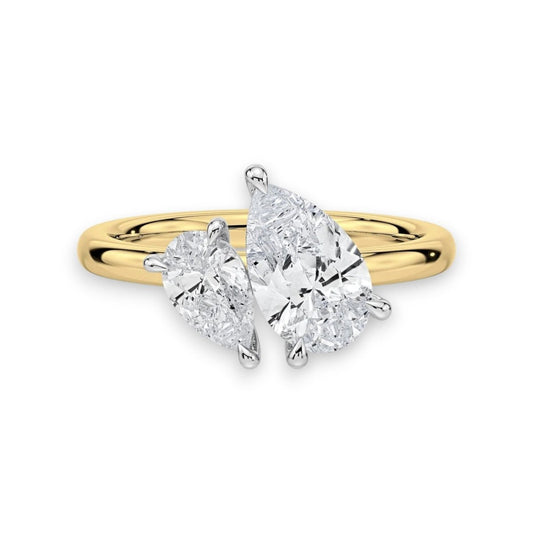 Iris pear toi et moi lab grown diamond engagement ring by Nura Lab New Zealand