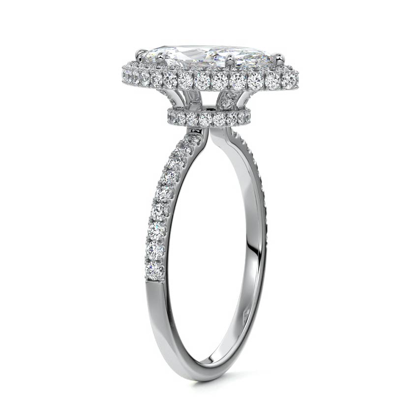 Nura Lab Marquise Halo Engagement Ring in 18K white 
gold with lab-grown diamond halo