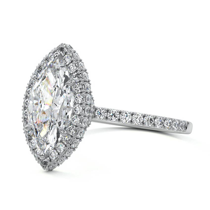 Nura Lab Marquise Halo Engagement Ring in 18K gold with lab-grown diamond halo