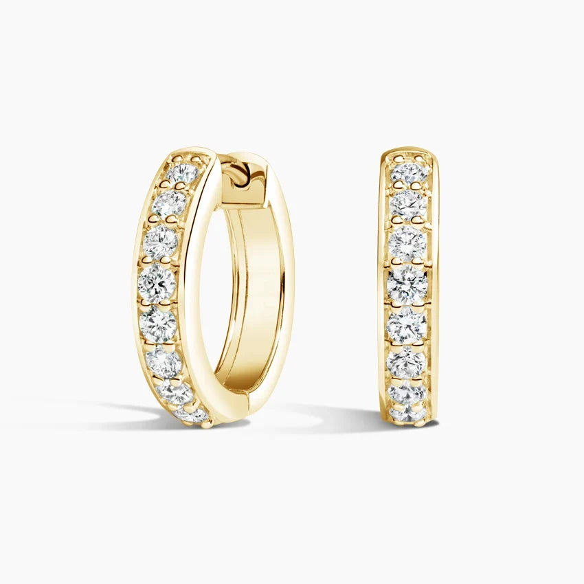 Channel-Set Hoop Moissanite Earrings by Nura Lab in 14K yellow gold plating over S925 sterling silver