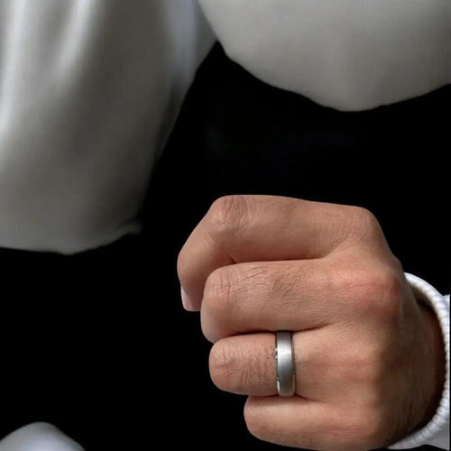 Arlo - Men’s Silver Titanium Wedding Ring Raphana Jewellery