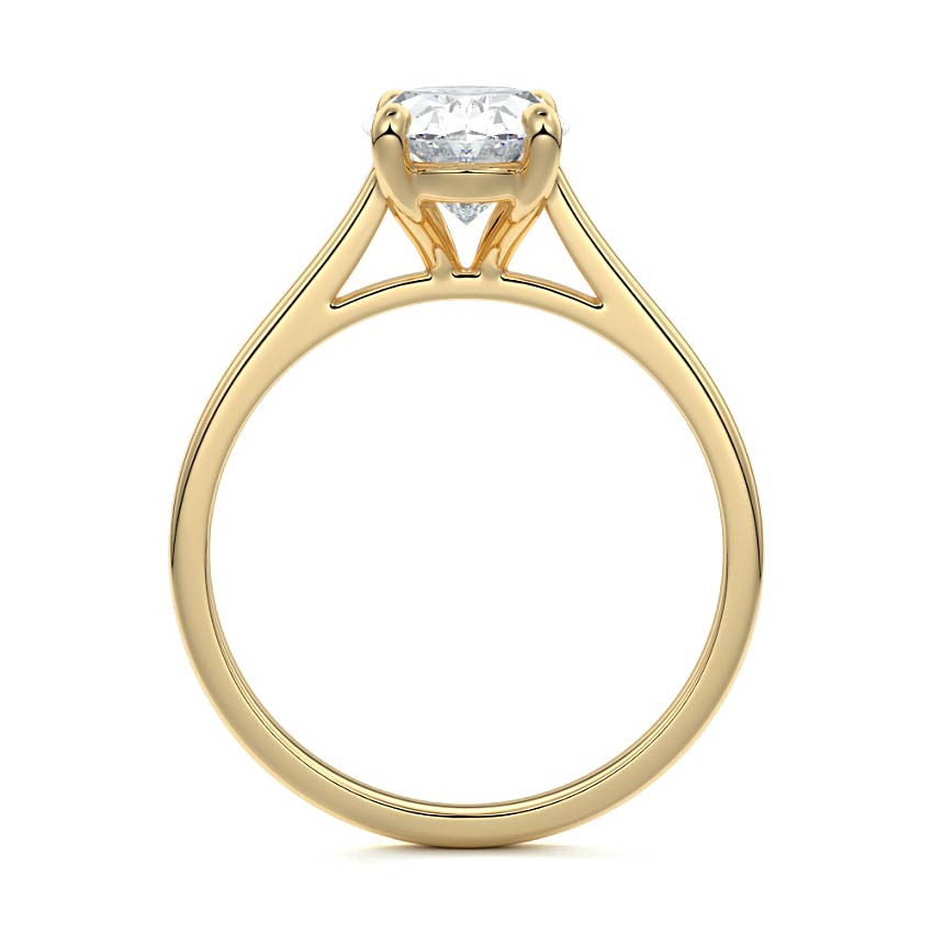 Lauren oval cathedral solitaire lab grown diamond engagement ring in yellow gold by Nura Lab New Zealand