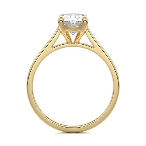 Lauren oval cathedral solitaire lab grown diamond engagement ring in yellow gold by Nura Lab New Zealand