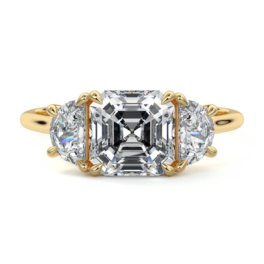 Laurie asscher three stone lab grown diamond engagement ring by Nura Lab New Zealand