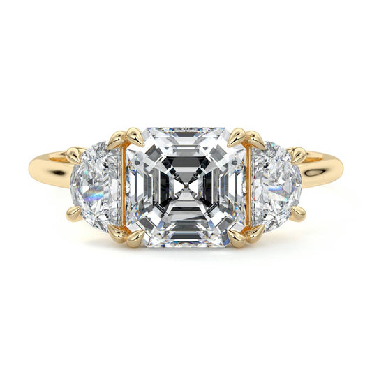 Laurie asscher three stone lab grown diamond engagement ring by Nura Lab New Zealand