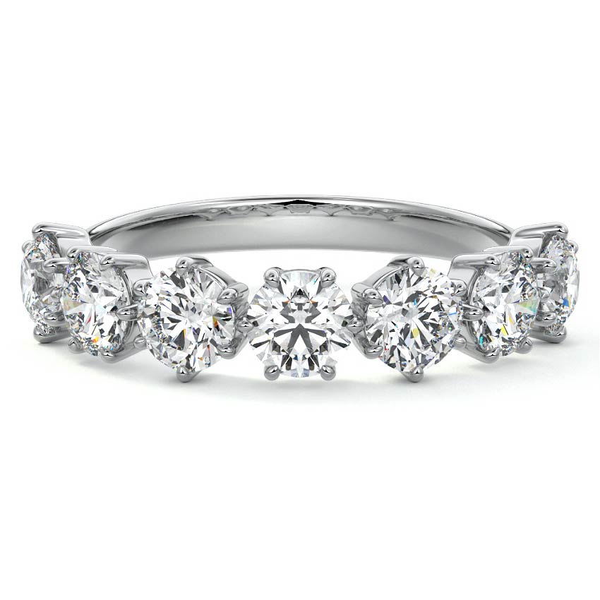 Five stone lab grown diamond wedding band ring in white gold - made in New Zealand by Nura Lab