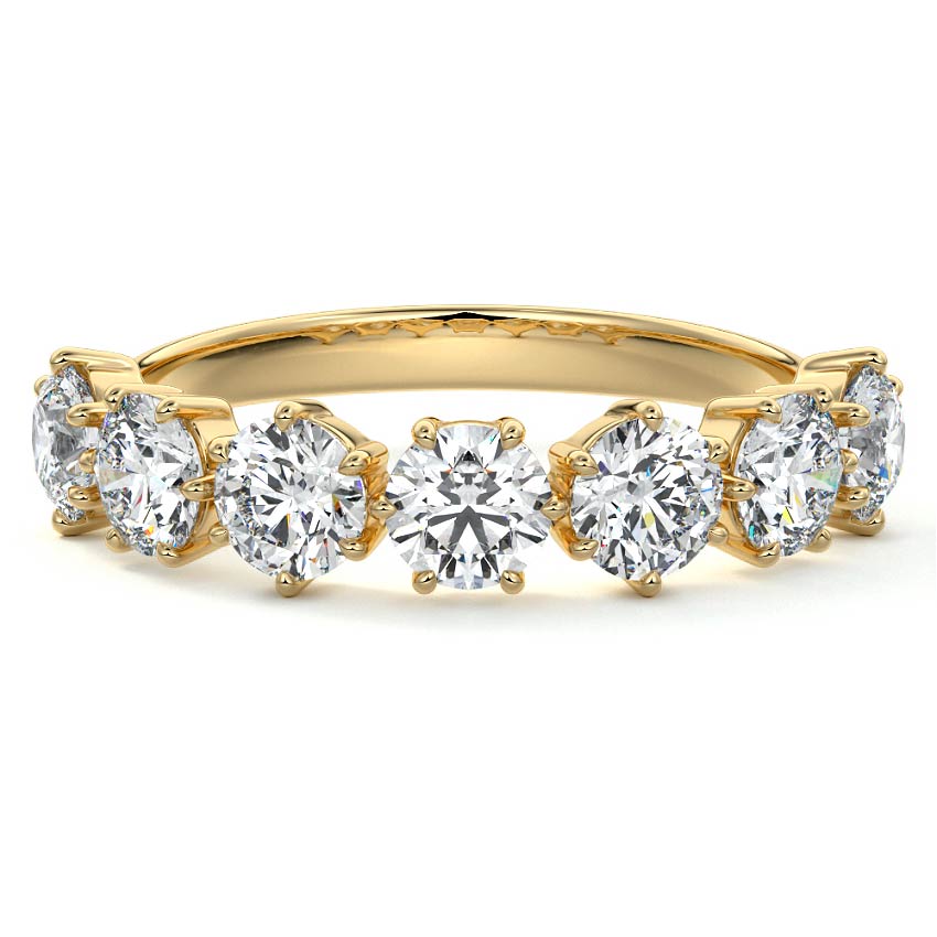 Five stone lab grown diamond wedding band ring in gold and platinum - made in New Zealand by Nura Lab