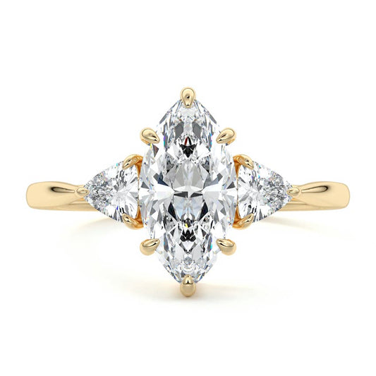 Lila marquise three stone lab grown diamond engagement ring by Nura Lab New Zealand