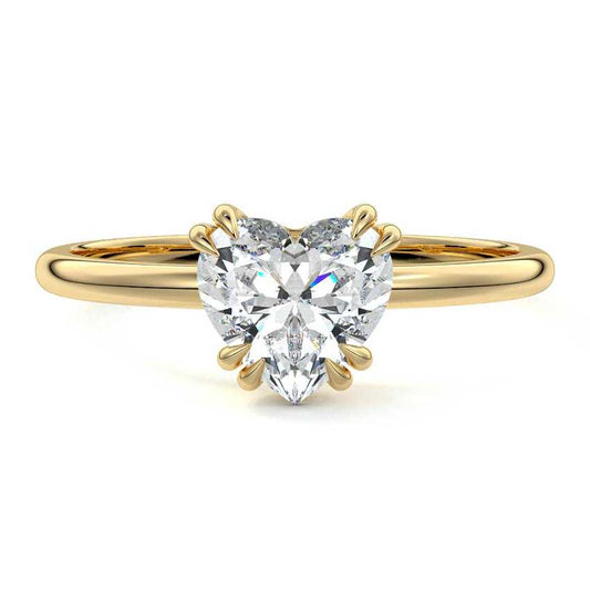 Lotus heart shape solitaire lab grown diamond engagement ring by Nura Lab New Zealand