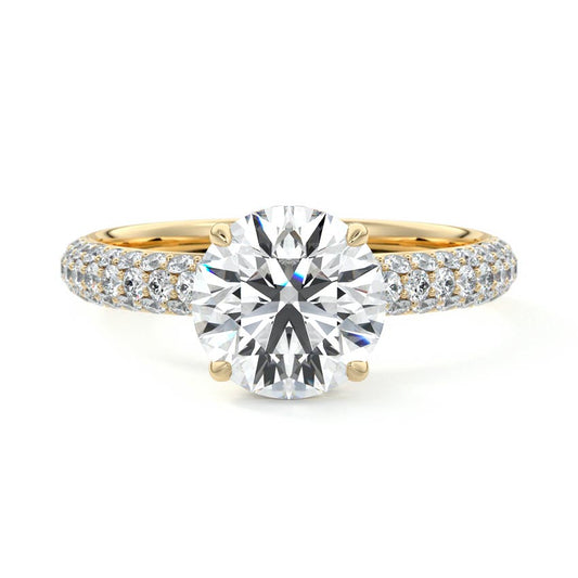 Luana triple pavé hidden halo lab grown diamond engagement ring with diamond accent band by Nura Lab New Zealand