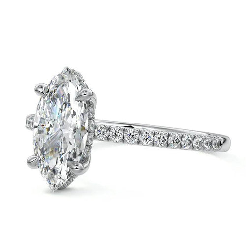 White gold marquise lab-grown engagement ring New Zealand
