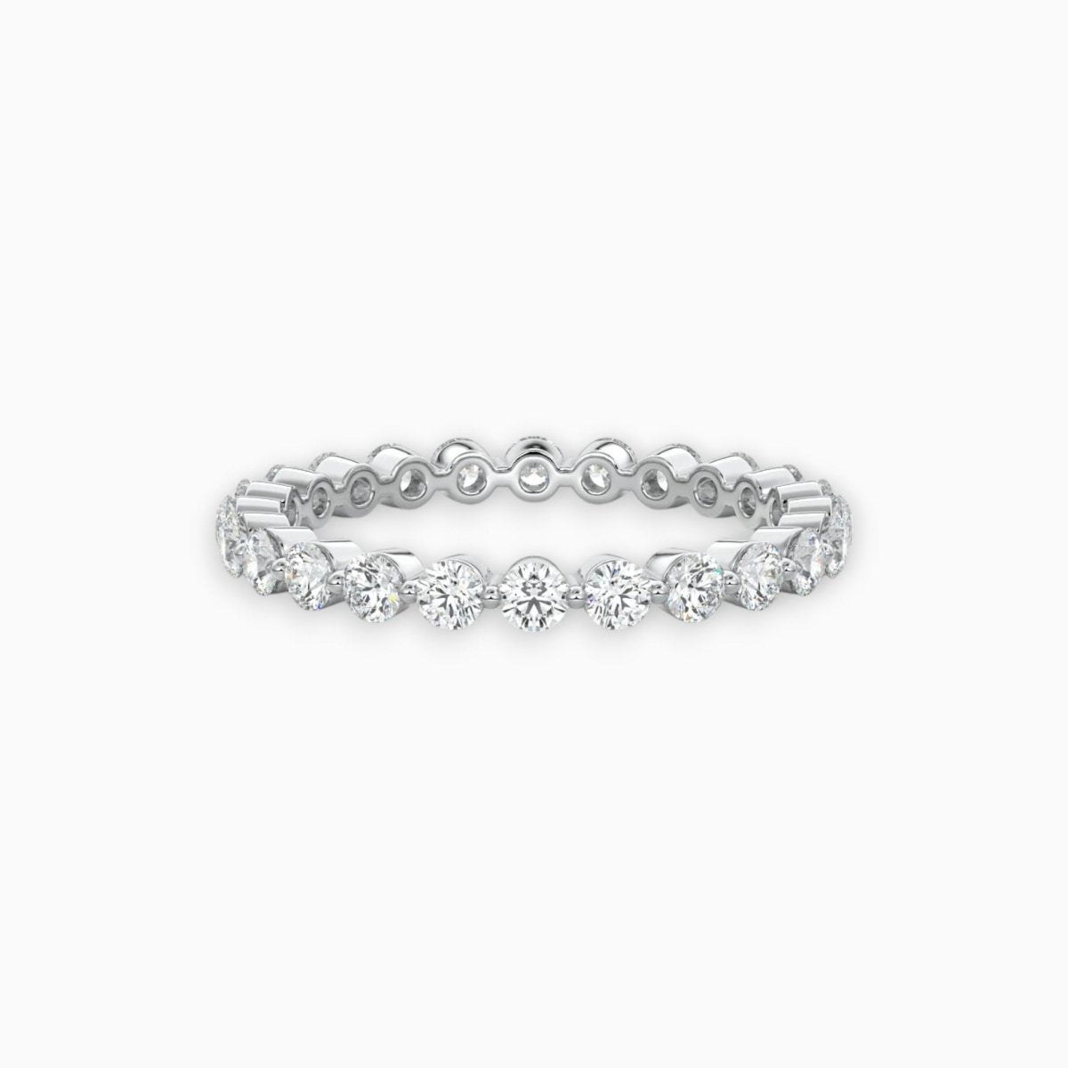 Round cut eternity wedding band lab-grown moissanite set in yellow, rose, white gold or platinum – Nura Lab NZ