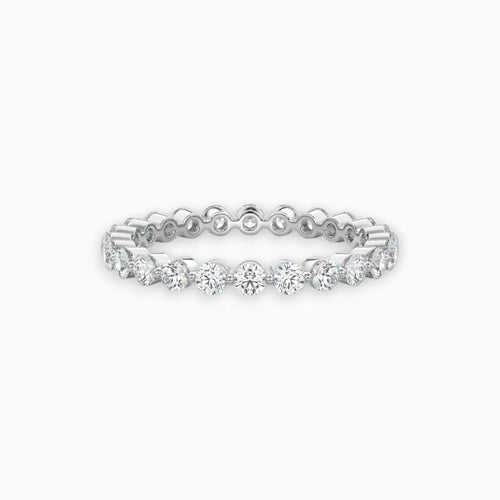 Round cut eternity wedding band lab-grown moissanite set in yellow, rose, white gold or platinum – Nura Lab NZ