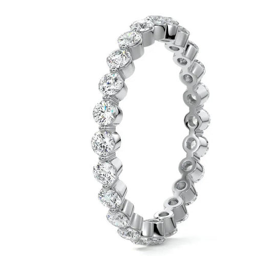 Round cut eternity wedding band lab-grown moissanite set in yellow, rose, white gold or platinum – Nura Lab NZ