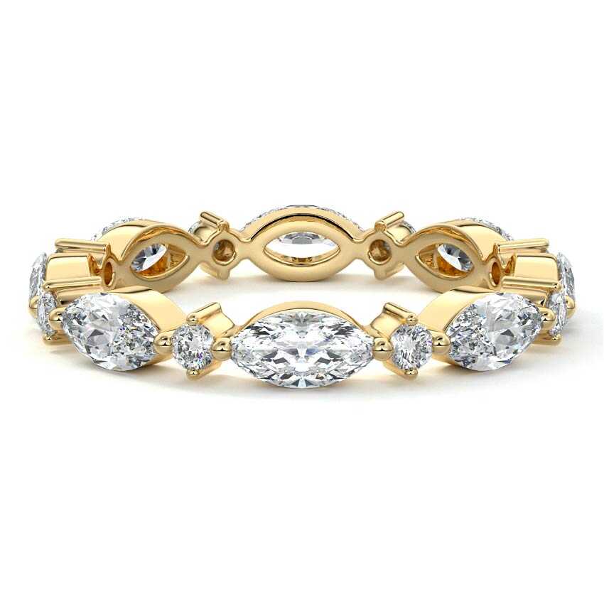 Marquise cut eternity wedding band with lab-grown diamonds in 18K yellow, white, rose gold and platinum – Nura Lab New Zealand