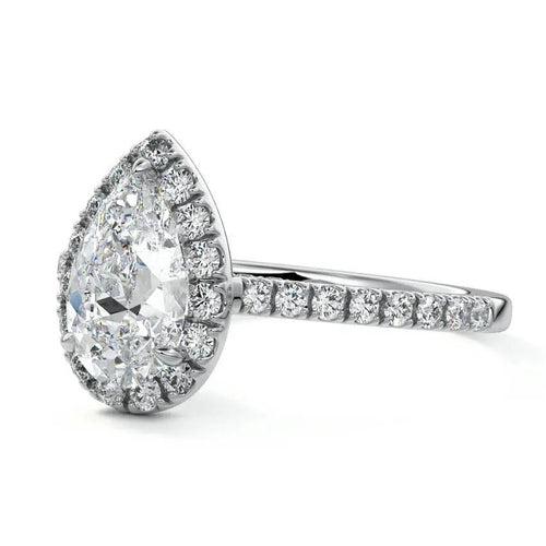 pear cut halo engagement ring white gold New Zealand