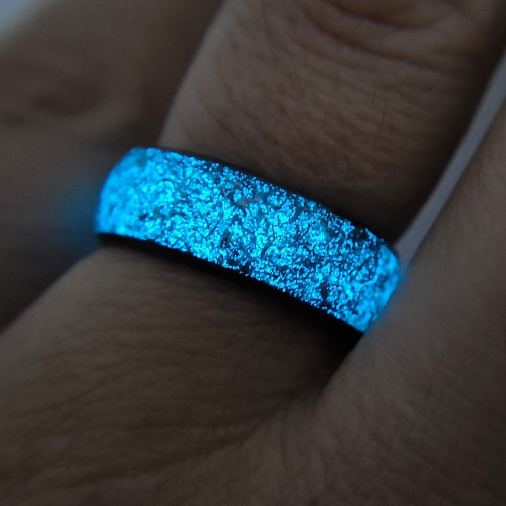 Outrider XIV - Carbon Fiber Men's Wedding Ring with Galaxy Glow Inlay Meteorite Band - view 5 - Nura Lab