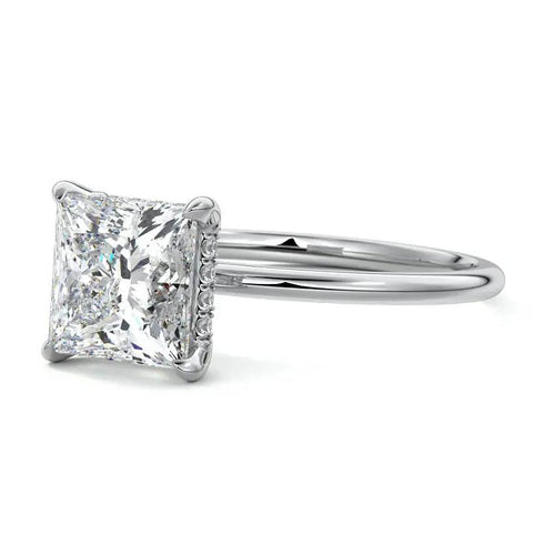 princess cut solitaire lab-grown engagement ring white gold New Zealand