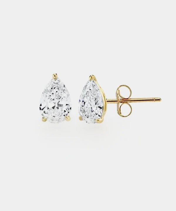 pear cut stud earrings in yellow gold New Zealand