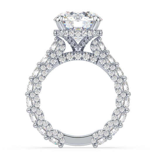 The Mikala lab-grown diamond cathedral engagement ring with hidden halo by Nura Lab
