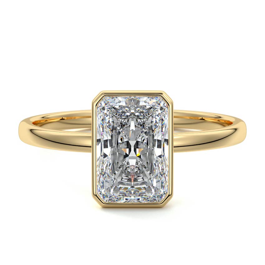 Moana radiant bezel lab grown diamond engagement ring in yellow gold by Nura Lab New Zealand